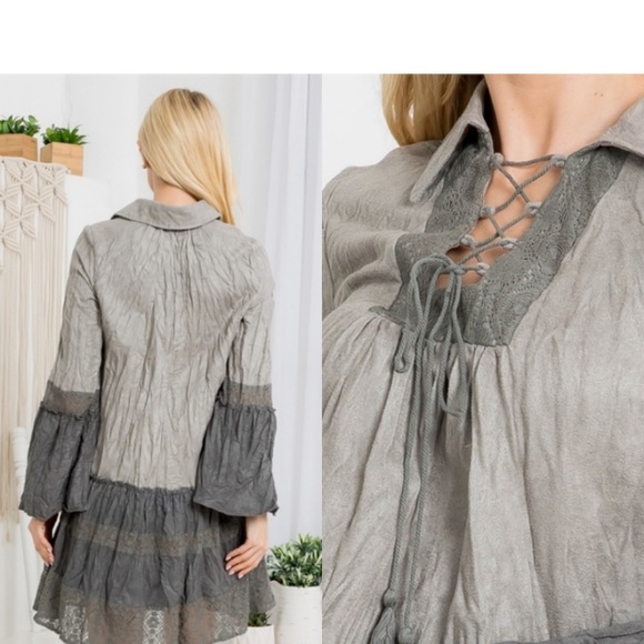 HANDMADE LACE BELL SLEEVES DRESS SIZES S,M & L - Picture 2 of 4